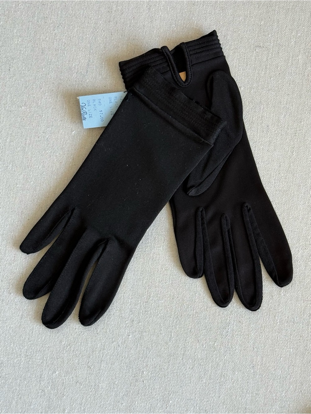 Vtg Van Raalte BLACK Nylon Dress Wrist Length Gloves NOS Fits All